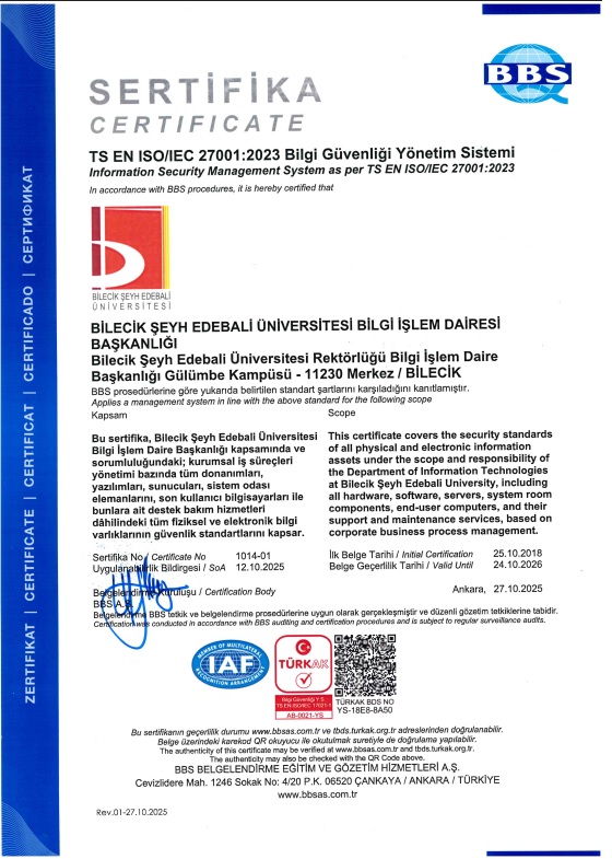 2025 yılı  ISO 27001:2022 1. Ara Gözetim Tetkiki